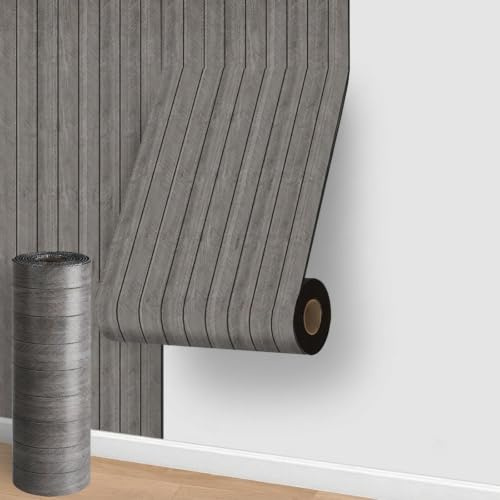Cathpetic Dark Grey Self Adhesive Wall Panels,Peel and Stick Wall Panels,Wood Slats Wallpaper 3x0.4m 3D Wallpaper 3mm Thick Insulation Wood Wall Panelling for Kitchen Bathroom Living Room Bedroom