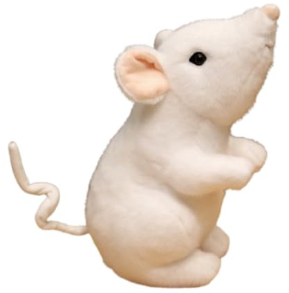 AQCQDQ Mäuse Plüschtier, Niedliches Realistisch Maus Kuscheltier, stofftier Maus, Geeignet zum Spielen und Beruhigen, Geschenk für Kinder Jungen Mädchen (27 cm,Weiß)