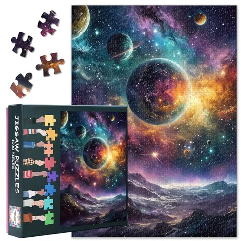 Planet Jigsaw Puzzles for Adults 1000 Piece - Challenging Puzzle Galaxy Art, 27.5x19.7 Inch Family Educational Game & Unique Living Room Decor Gift (Universe Milky Way Series)