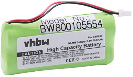 vhbw 1x batteria compatibile con Bang & Olufsen BeoCom 4 telefono fisso cordless (700mAh, 2,4V, NiMH)