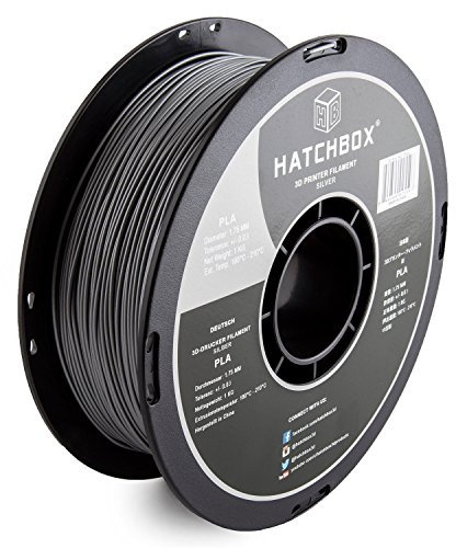 HATCHBOX 1,75 mm silbernes PLA-Filament für 3D-Drucker - 1 kg-Spule - Maßgenauigkeit +/- 0,05 mm