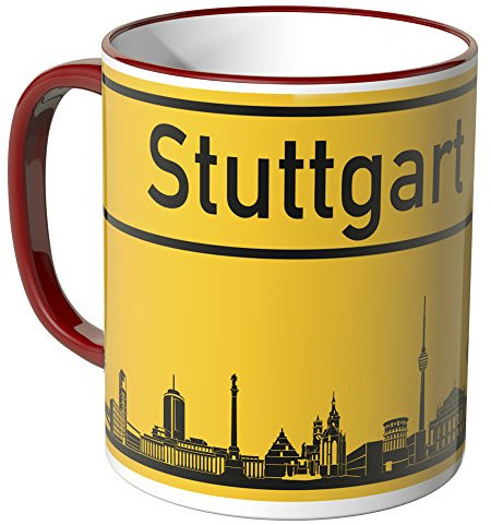 WANDKINGS® Tasse, Skyline Stuttgart - ROT