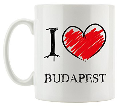 Pixxprint I Love Budapest Fun Tasse, ca. 300ml Fassungsvermögen, Keramik Weiß, Spülmaschinenfest