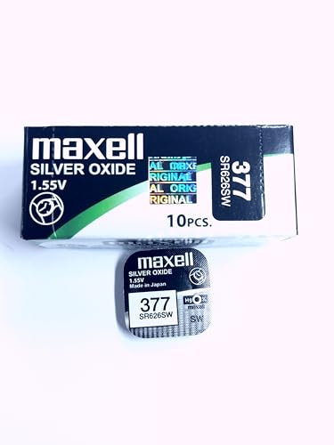 Maxell 377 SR626SW Lot de 1 x 10 pcs Oxyde d'argent 1,55 V Piles pour Montre fabriqué au Japon