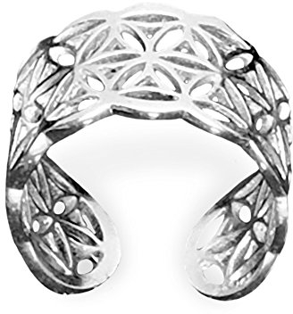 Schmuck Fingerring Ring Blume des Lebens, 925 Sterling Silber, größenverstellbar, Lebensblume Schmuckring Silberring