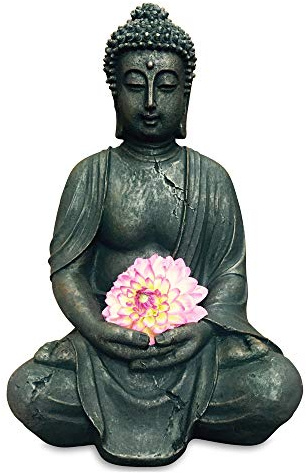 Boltze Buddha Figur sitzend (Höhe 40 cm, Statue aus Kunstharz, Feng-Shui Deko, Dekoration / Geschenkidee, für Innen- / Außenbereich) 2414300
