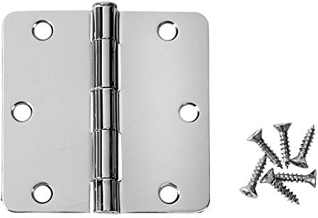 Kosmas poliert chrom Tür Scharnier 8,9 cm Zoll x 8,9 cm Zoll mit 1/10,2 cm Zoll RADIUS Ecken, silber, 24107 - 12 Pack