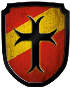 Holzspielerei Wappenschild Kreuz rot