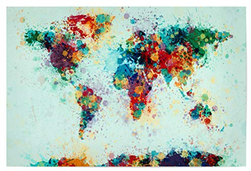artboxONE Poster 30x20 cm Reise World Map Paint Splashes lightblue hochwertiger Design Kunstdruck - Bild Weltkarte