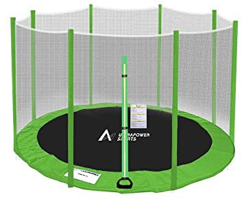 Trampolin Netz Randabdeckung Trampolinzubehör Set Trampolinnetz Randabdeckung für Trampolin Ø 366 cm 8 Stangen UV-beständig Reißfest Trampolinnetz Trampolinschutz Ersatznetz Federabdeckung Umrandung