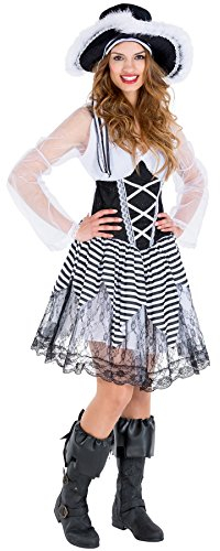 dressforfun tectake Frauenkostüm Piratenbraut | sexy Kleid + Tüllunterrock + Stiefelstulpen & Hut mit Federn | Piratin Pirat Verkleidung (XXL | Nr. 300695)