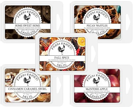 Farm Raised Candles Fall Wax Melts Variety Pack, 5 Count 16 Ounces