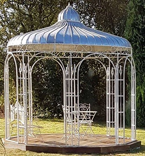 Casa Padrino Gartenpavillon Ø 325 x H. 350 cm Pavillon aus Schmiedeeisen mit verzinktem Blechdach, Farbe:rost