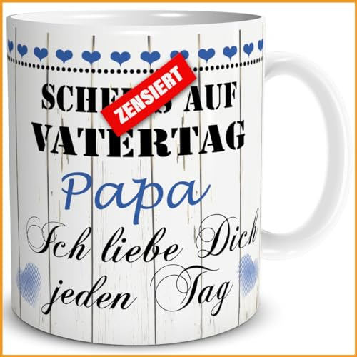 TRIOSK Tasse auf Vatertag Papa mit Spruch Vatertagsgeschenk lustig Ich Liebe Dich Geschenk für Bester Papa Männer Geburtstag Freund, Keramik 300ml