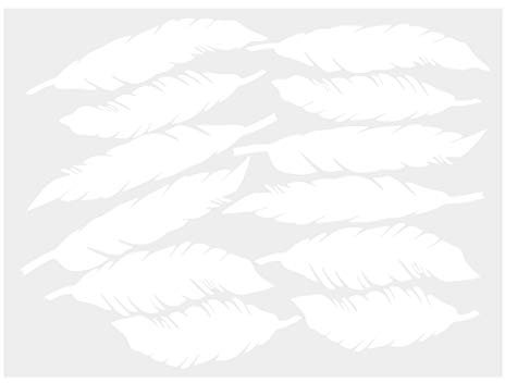 sourcing map 12pcsWall Stickers Feather Shape Removable Art Murals Paper for Living Room Bedroom Nursery TV Wall Decals Home Decor White