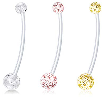 JFORYOU Bauchnabelpiercing Schwangerschaft Bioflex Schwangerschaftspiercing Flexibler Kunststoff Bauch Stecker 3Stk 14G 38MM