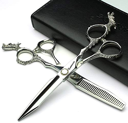 Professionelles Haarschneidemaschinen-Set mit scharfer Edelstahlschere, leicht zu trimmen, geeignet für Friseure, Friseursalons und mehr. (15,2 cm - 2 Stück-A)