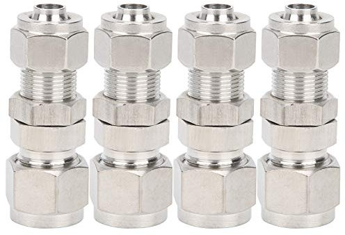 Práctico accesorio de compresión de férula, conector de mamparo reutilizable, conexión firme Tubo rígido X Manguera para pared y tablero de manguera de conversión de(Ф10*8)