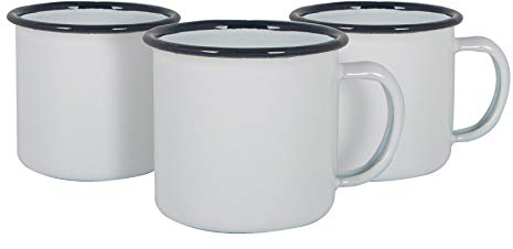 Argon Tableware Weiße Emaille -Espresso -Tassen - 130ml - Marine - Pack Von 6