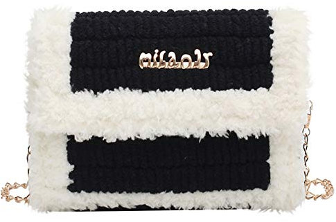 Rifuli Damen Und MäDchen Mode Und Innovation Diy Hausgemachte Cartoon-Tasche, UmhäNgetasche, Weibliche Handgewebte Kettentasche, Mode-UmhäNgetasche Halbzeug (Schwarz)