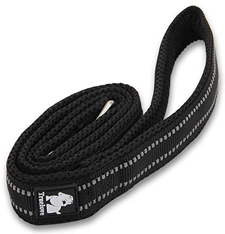 WINHYEPET Dog Leash Nylon Reflective,110cm Length(Black,L) | Truelove Comfortable Handle Lead Puppy Training Walking Rope Easy Control Suitable Small Medium Large Breeds