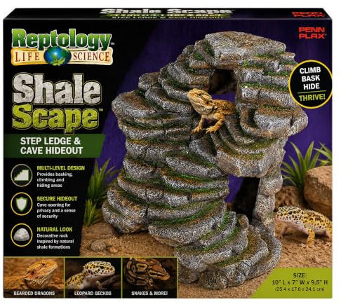 Penn-Plax Reptology Schiefer- und Höhlenversteck – dekoratives Harz für Aquarien und Terrarien – ideal für Reptilien, Amphibien und Fische – extra groß