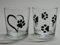 Lichtidee 2er Set Teelicht Glas Windlicht Tischlicht Print mit Pfoten und Herz mit Pfote Handmade Unikat Ostern Muttertaggeschenk, Höhe 8cm,