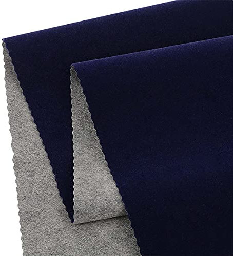 Self Adhesive Velvet Flock Contact Paper Liner for Jewelry Drawer Craft Fabric Peel and Stick Black, Soft Velvet Liner for Drawer DIY 17.7 x 117 (Navy Blue)