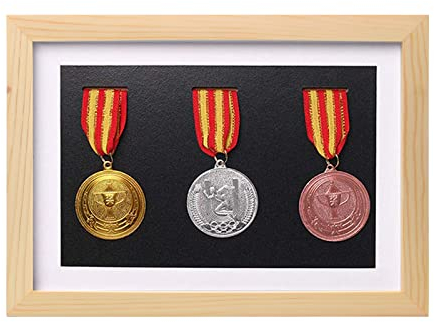 WANLIAN Medaillen-Vitrine, Medaillenständer aus Holz, perfekt für Militärabzeichen, Marathon-Medaillen und alle Medaillenträger-Displays