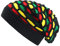 Rasta Jamaica Beanie Reggae Hut Mehrfarbig Slouchy Baggie Beanie Skullies Gorro Rasta Cap für Herren Damen, Schwarz