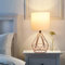 Depuley Bedside Table Lamp, Desk Lamp for Bedroom, 5W E27 Reading Lamp with Diamond Hollow Base, Fabric Shade Nightstand Light for Living Room, Office, Kids(Bulb Included)