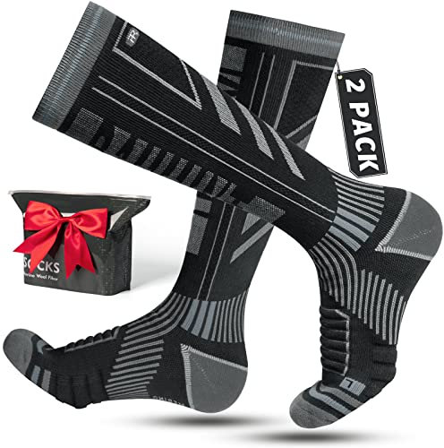 Rahhint 2 Paires Chaussette Ski En Laine Mérinos Pour Hommes,Femmes Et Jeunes,Chaussettes De Ski Thermiques épaisses Pour Les