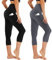 AMIYOYO Capri Leggings Damen mit Taschen 3/4 Sport Leggins High Waist Sporthose Blickdicht Elastisch 7/8 Yoga Hose Fitness Laufen für Outdoor 2er Pack(Schwarz+Dunkelgrau,S-M=DE34-40)