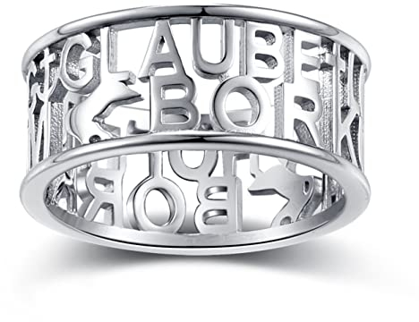 PAM jewels Borkum Ring mit Insel-Umriss und Glaube, Liebe, Hoffnung, Sterlingsilber (64)