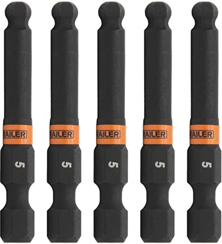 Sechskant-Bits mit Kugelkopf, 5 mm, 5 mm, Schienensechskant-Bits, 1/4 Schnellspanner, S2 Stahl, 5 mm Kugelkopf, 5 Stück (5 Stück)