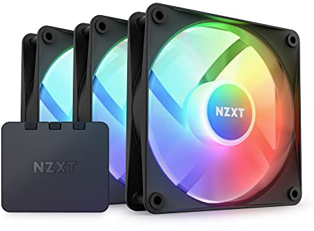 NZXT F120 RGB Core Lot de 3 ventilateurs RVB montés sur hub avec contrôleur RVB 8 LED adressables individuellement Lames semi-translucides Haute pression statique et flux d'air Logiciel FAO Noir