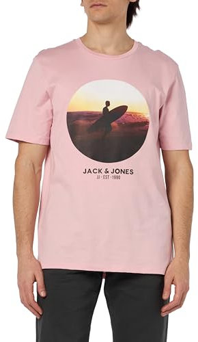 JACK & JONES Jjcellox T-Shirt SS Crew Neck, Rose Tendre, L Homme