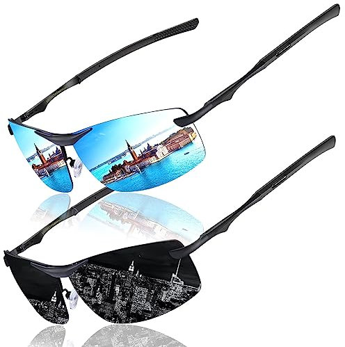 Pilot Sunglasses Polarised for Mens Womens Classic Vintage Style Ultralight Metal frame Glasses Shades Driving Fishing UV protection