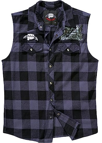Ozzy Osbourne Ozzy Sleeveless Checkshirt Männer Kurzarmhemd schwarz/grau