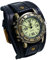 Silverora Herrenuhr Leder Herren Uhr: Steampunk Analog Quarz Armbanduhr Gotik Verstellbar Echt Lederarmband Uhren mit breite Manschetten Halloween Zubehör Geschenke für Männer Jungen Schwarz