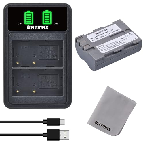Batmax EN-EL3E en-EL3 Batterie et Chargeur avec USB Type C Port pour Nikon D30, D50, D70, D70s, D80, D90, D100, D200, D300, D300S, D700 D900 Digital Camera