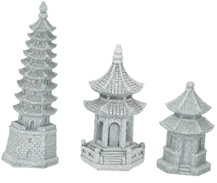 PRETYZOOM 3st Tempel Statue Aquarium Skulptur Ornament Dekoration Gartendekoparadies Figuren Stein Figuren Miniatur Dekoration Feengarten Deko Asia Pagode Haushalt Sandkasten Beton