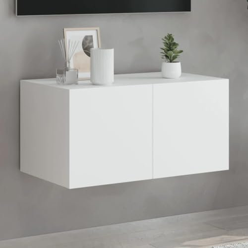 vidaXL Mueble de TV de Pared con Luces LED Blanco 60x35x31 cm