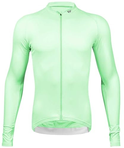 Wulibike Radtrikot Herren Langarm - Rennrad Trikot Herren Reißverschluss mit Taschen, Für Frühling und Herbst geeignet Minzgrün L