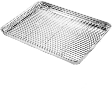 2 unids/set bandeja antiadherente for hornear pastel de acero inoxidable rejilla for enfriar pan traje línea de rejilla plato for hornear utensilios de cocina (Color : 26 X 20 X 2.5cm)