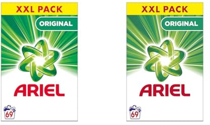 Ariel Lessive Poudre, 69 Lavages, Original, Élimine Les Taches Incrustées, Même Après 7 Jours, Impeccable Même En Cycle Court Et À Froid, Fabriqué En France (Lot de 2)