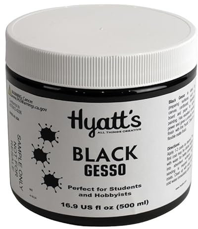 Hyatt's Primer acrilico nero per gesso, 473 ml, prodotto negli Stati Uniti, perfetto per studenti di pittura e hobbisti, conforme alla norma ASTM-D 4236