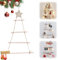 CEWROM Wand Deko Holzbaum, Holzleiter Tannenbaum, Weihnachtsbaum Holz Moderner Hänger Tanne Aus Holzstäben, Holzleiter Mit Stern Zum Hängen Und Dekorieren Deko Holzleiter Weihnachtsdekoration 36x60 cm
