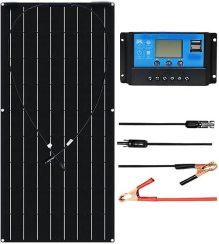CHRISK Kit de Panneau Solaire 120w, Panneau Solaire Flexible avec contrôleur 40A adapté aux Voyages en Plein air, à l'alpinisme, au Camping et aux Pique-