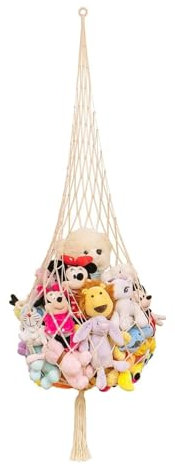 Toy Hammock for Stuffed Animal Storage, Plush Toy Display Net, Soft Toy Organizer, Corner Wall and Ceiling Hanging Hammock for Kids Room, 2 Meter (White)